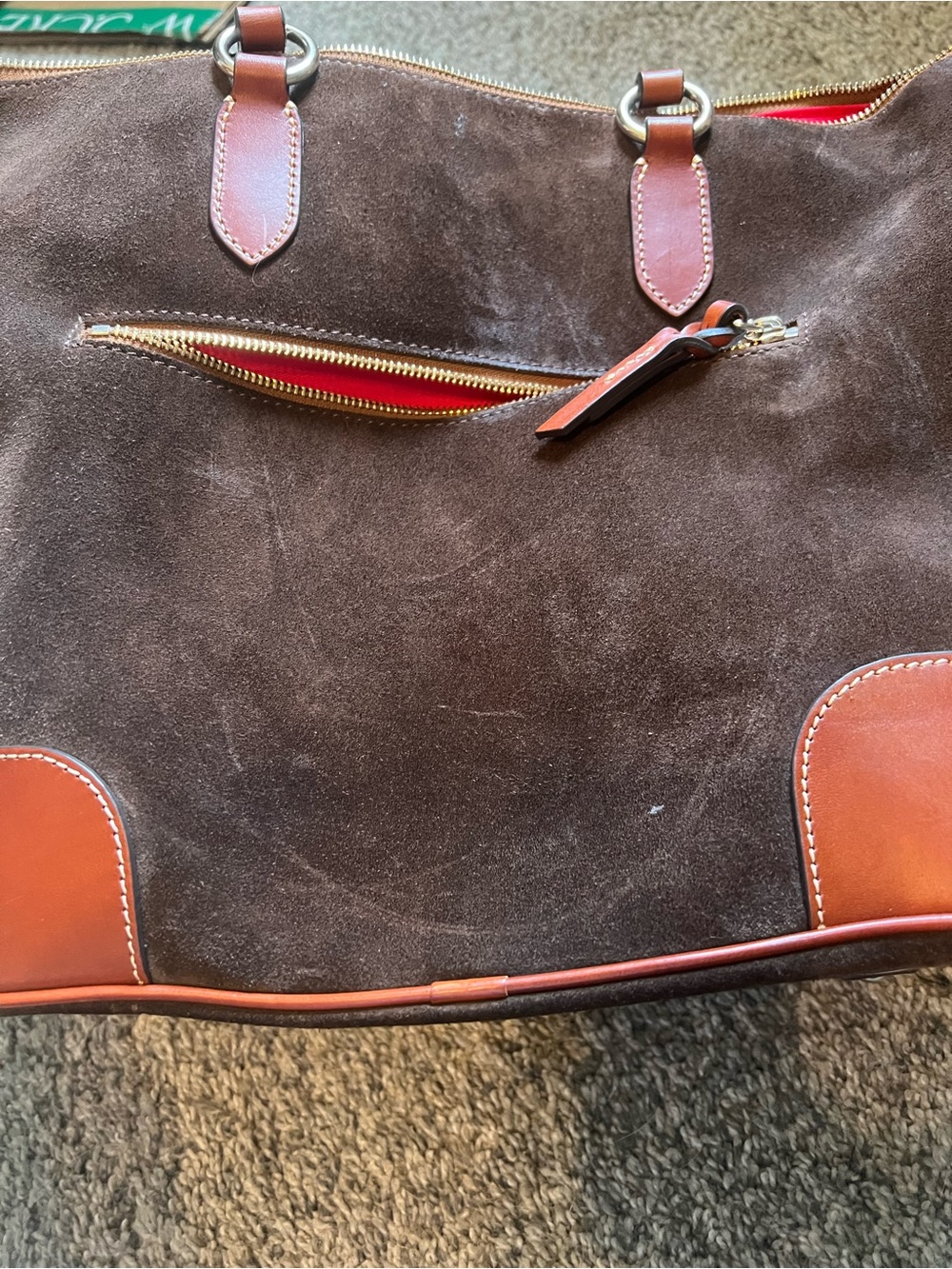 Dooney & Bourke Chocolate Brown Suede Leather Tote - Picture 8 of 13
